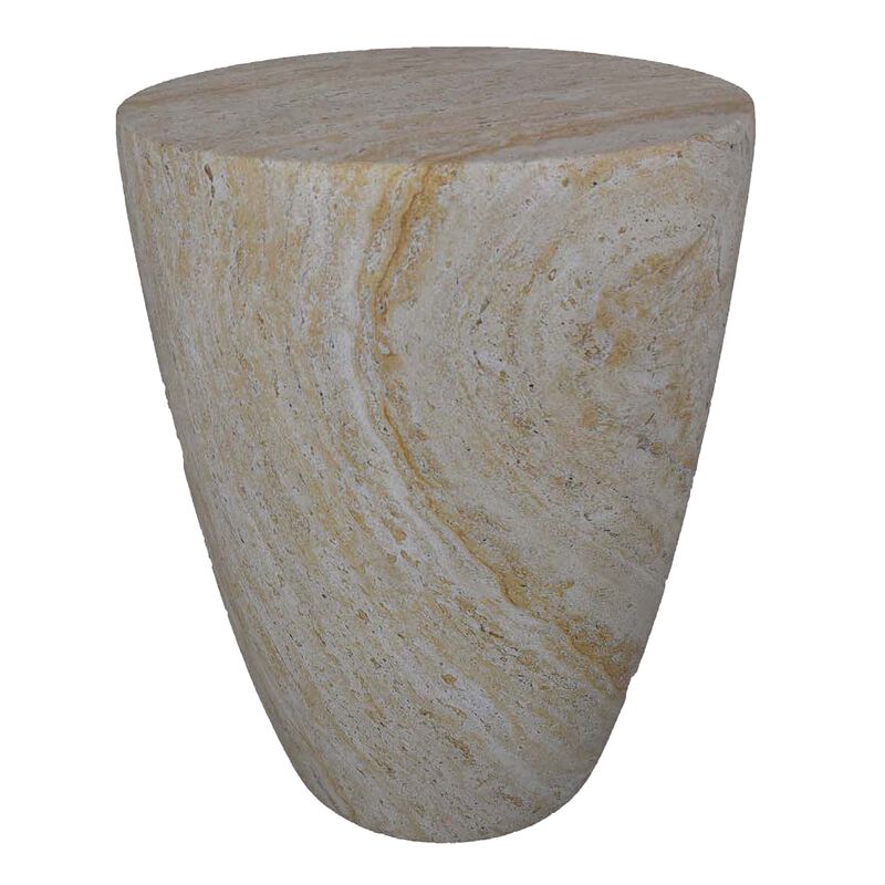 Archi Plant Stand Table, Tapered Marbled White Resin Base 18 Inch - Benzara