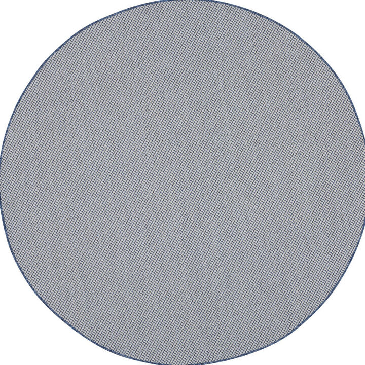 HomeRoots 8' Ivory And Blue Round Geometric Indoor Outdoor Area Rug
