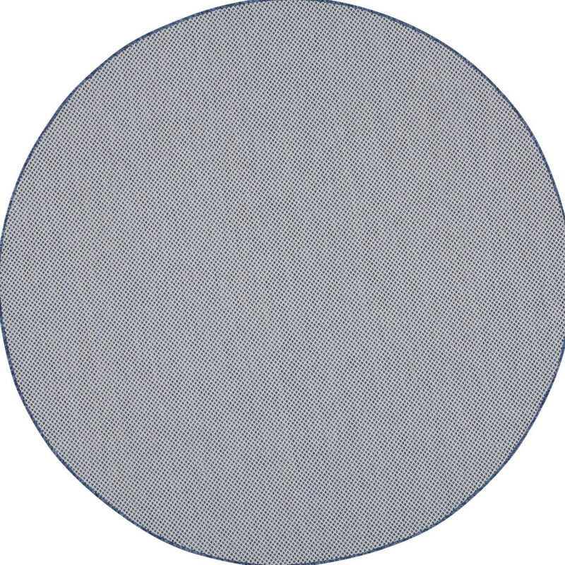 HomeRoots 8' Ivory And Blue Round Geometric Indoor Outdoor Area Rug image number 0