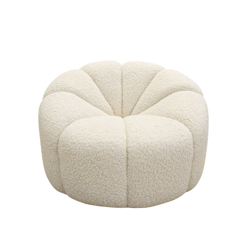 Pasargad Home Pompeii Upholstered Swivel Base Loungechair, Cream