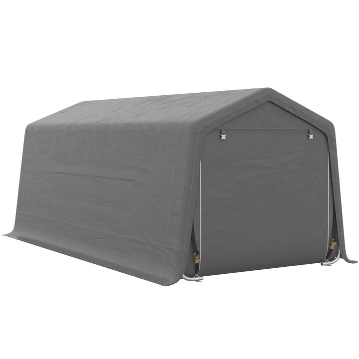 Outsunny 10' x 20' Carport Portable Garage, Heavy Duty Storage Tent, Patio Storage Shelter w/ Anti-UV PE Cover and Double Zipper Doors, for Motorcycle Bike Garden Tools, Gray