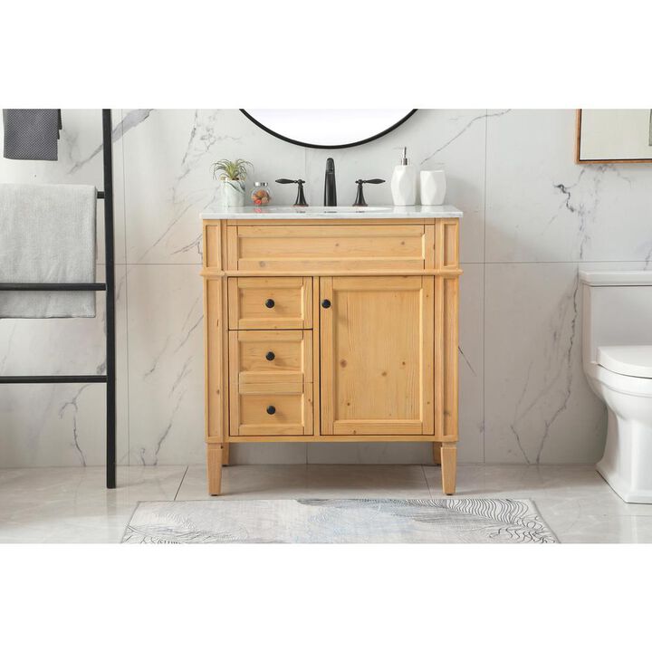 Elegant Kitchen and Bath 32 inch Single bathroom vanity in natural wood