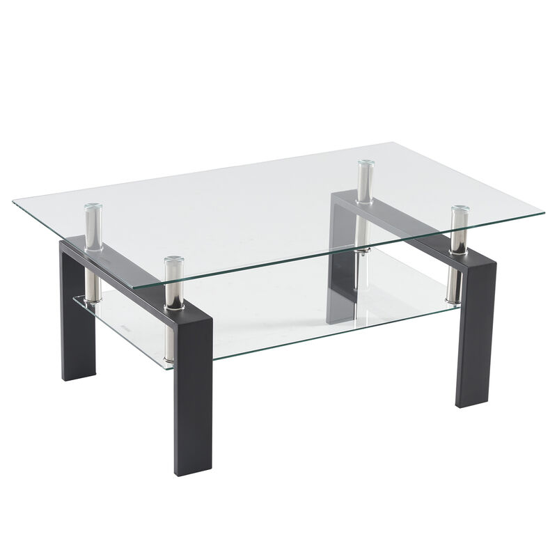 Arc-Shaped Two-Tier Coffee Table Modern & Stylish Living Room Centerpiece with Open Storage