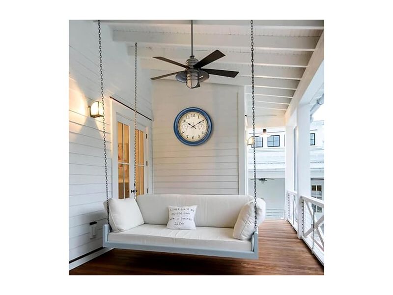 Thermometer Hygrometer Combo Pool Blue Wall Clock 12 Inch Outdoor Waterproof image number 1