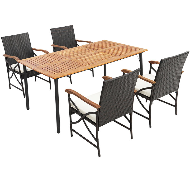 Outdoor Dining Set with Acacia Wood Table For Outdoor