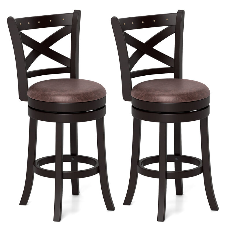 2-Piece Swivel Bar Stool Set with Upholstered Seat &ndash; Counter or Bar Height Chairs