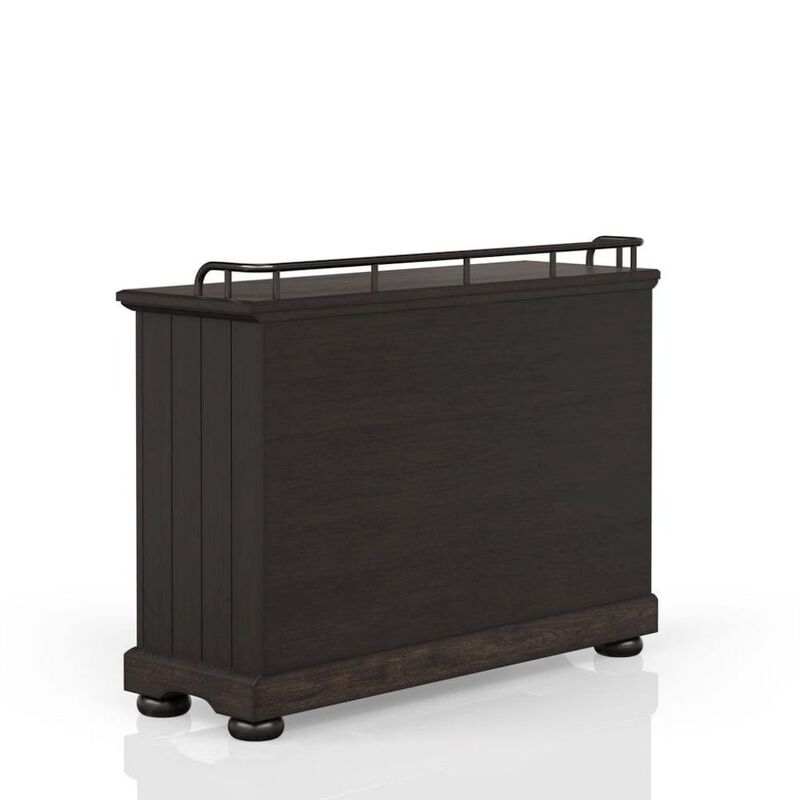FurniFact Brown Credenza with Storage &ndash; Sideboard Buffet Cabinet with Glass Doors image number 2