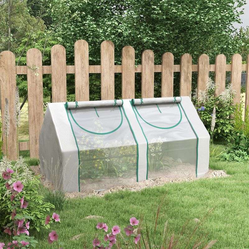 Outsunny 6' x 3' x 3' Portable Greenhouse, Garden Hot House with 2 PE/Plastic Covers, Steel Frame and 2 Roll Up Windows, Clear