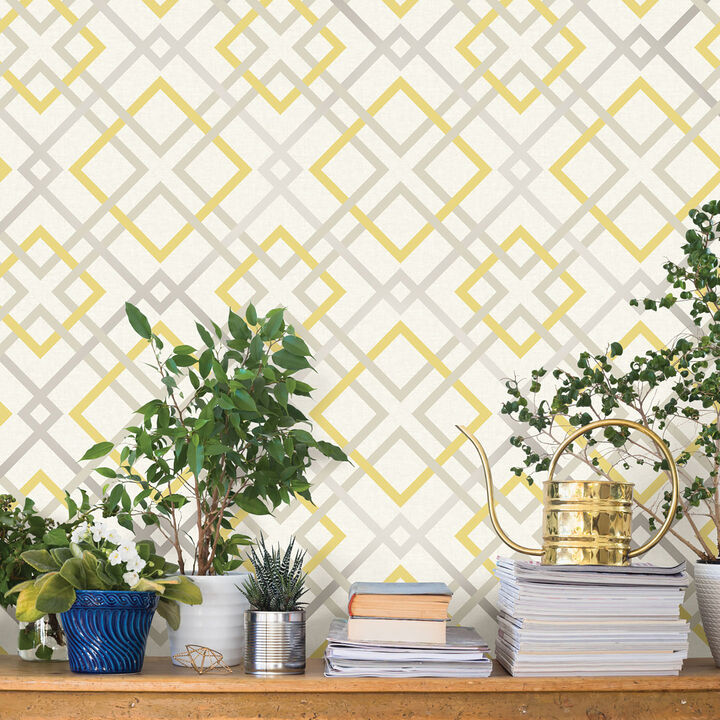 Saltire Emile Yellow Lattice Wallpaper