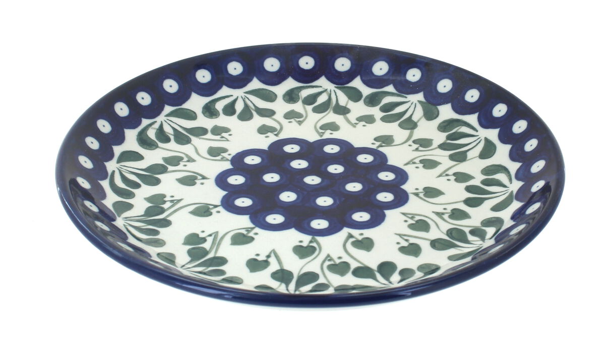 Blue Rose Polish Pottery Day Lily Bouquet Dessert Plate