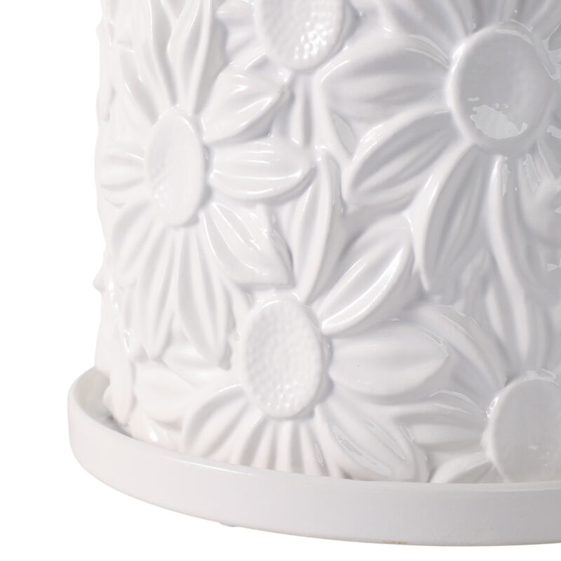 S/2 6/8" Daisy Flower Planter, White image number 4
