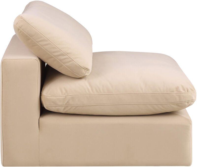 Meridian Furniture Comfy Beige Velvet Modular Armless Chair