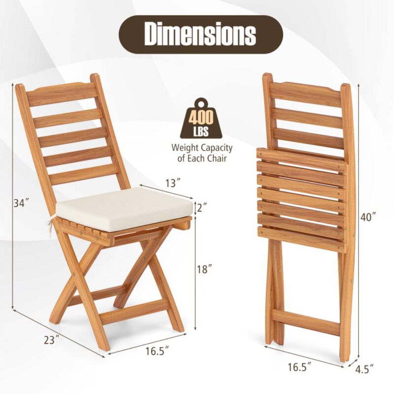 Hivvago Patio Folding Chairs Set of 2 with Soft Seat Cushion - Ladder Back