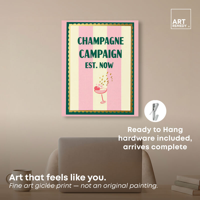 Champagne Campaign Drinks and Spirits Canvas Print by Art Remedy image number 1