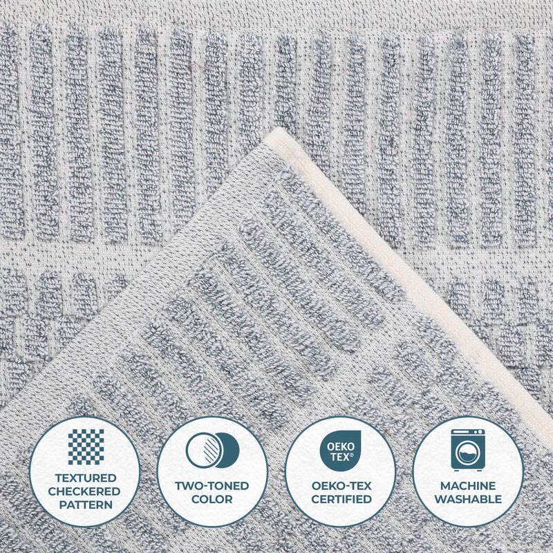 2-Piece Cotton Blend Bath Towel Set with Checkered Texture, Quick Dry image number 3
