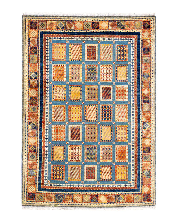 Tribal, One-of-a-Kind Hand-Knotted Area Rug  - Yellow, 5' 8" x 8' 2"