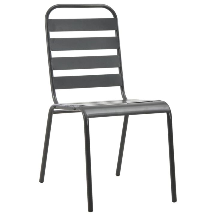 vidaXL Outdoor Chairs 4 pcs Slatted Design Steel Dark Gray