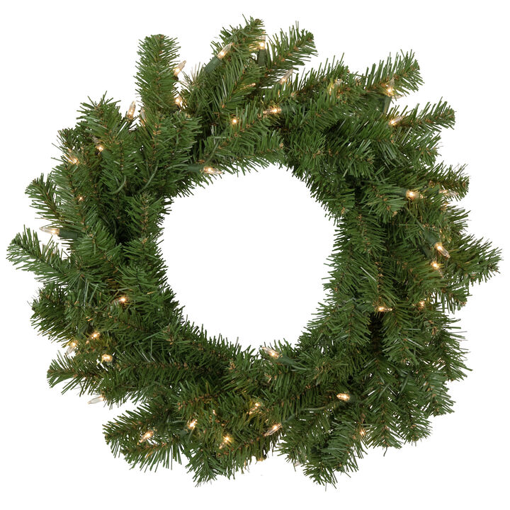 Deluxe Dorchester Pine Artificial Christmas Wreath  18-Inch  Clear Lights