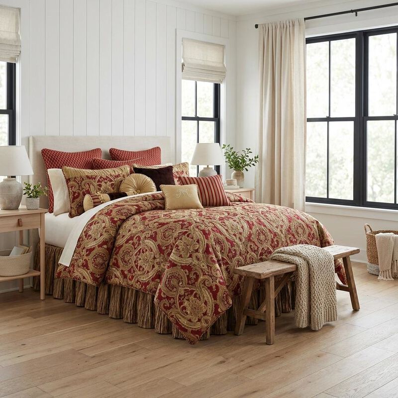 Michael Amini Lafayette 13-Piece King Comforter Set - Red image number 3