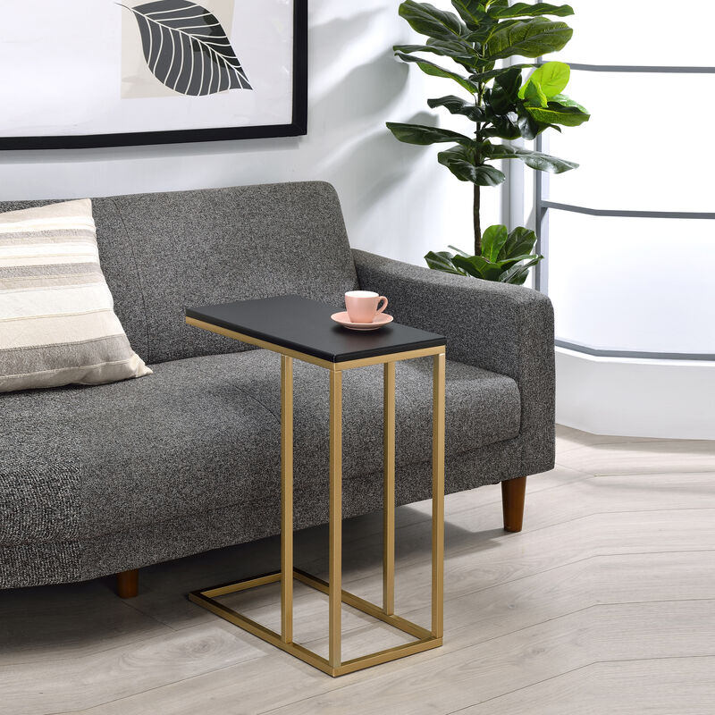 Kings Brand Furniture C-Shaped End Table Side Table for Sofa and Bed Couch Table TV Tray for Bedroom and Living Room (Gold/Black) image number 1