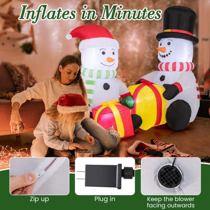 Hivvago 5 Feet 2 Cute Blow-up Snowman Christmas Inflatables with Gift Boxes