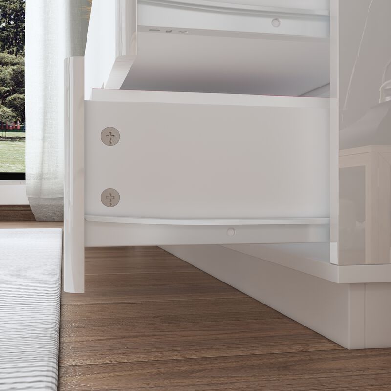 High Gloss White Wood 8-Drawer Chest of Drawers Storage Organizer With LED Lights (63 in. W x 30.9 in. H x 15.7 in. D)