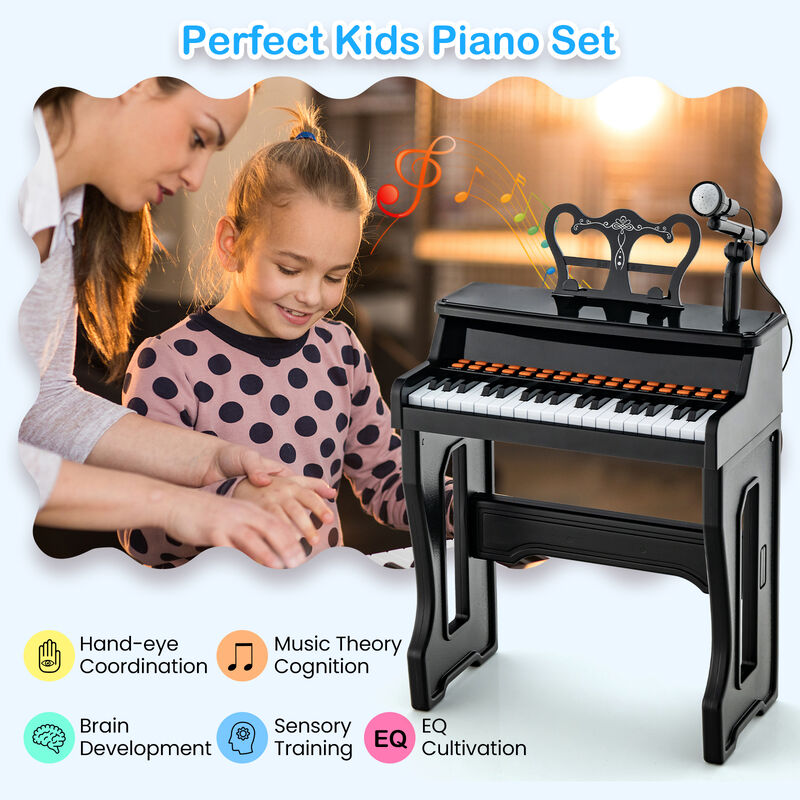 Kids 37-Key Piano with Microphone and Detachable Music Stand for Learning image number 2