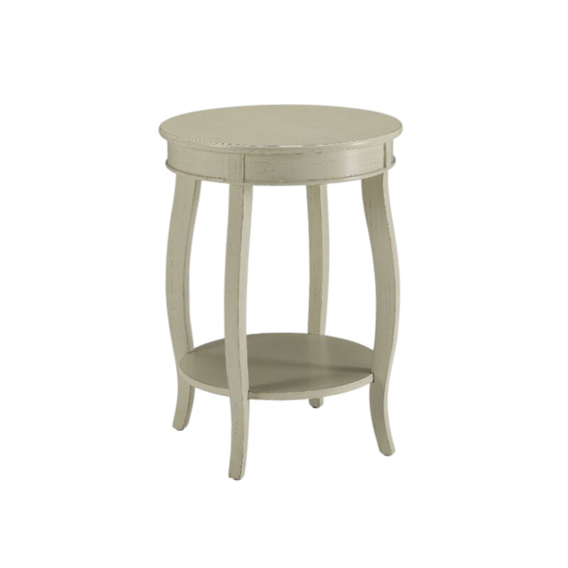 Rustic Farmhouse Round End Table &ndash; Solid Wood Table with Built-In Storage Shelf