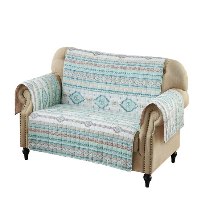Greenland Home Fashions Barefoot Bungalow Phoenix Furniture Protector - Loveseat 103x76", Turquoise