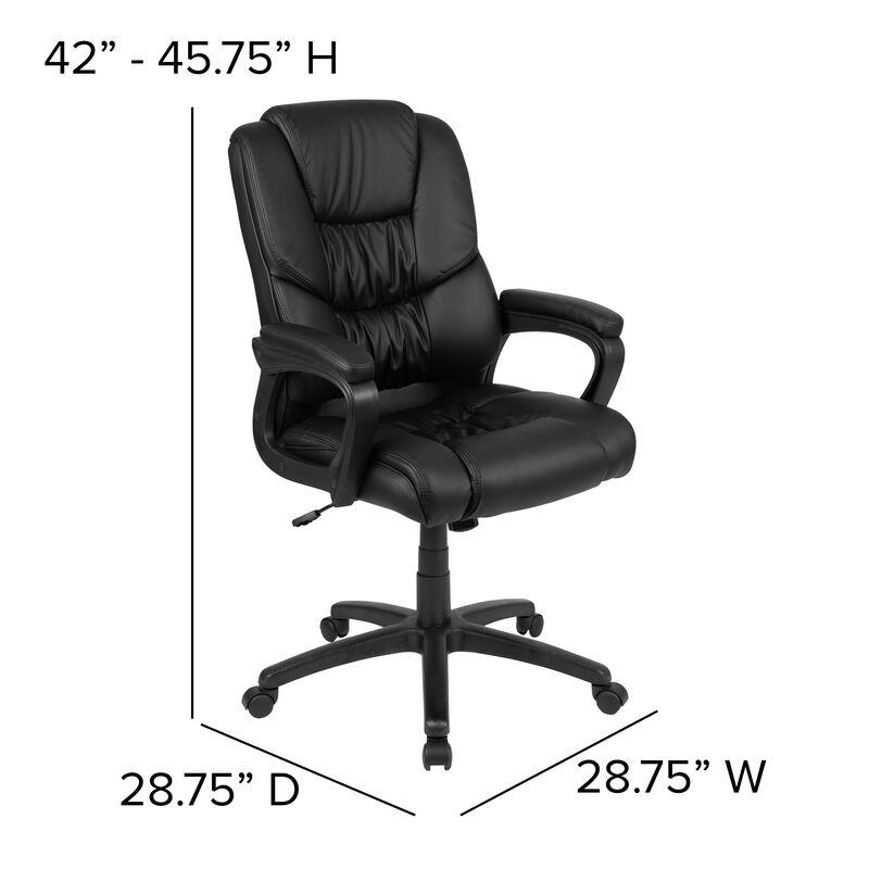 Flash Fundamentals Big & Tall 400 lb. Rated Black LeatherSoft Swivel Office Chair with Padded Arms image number 4