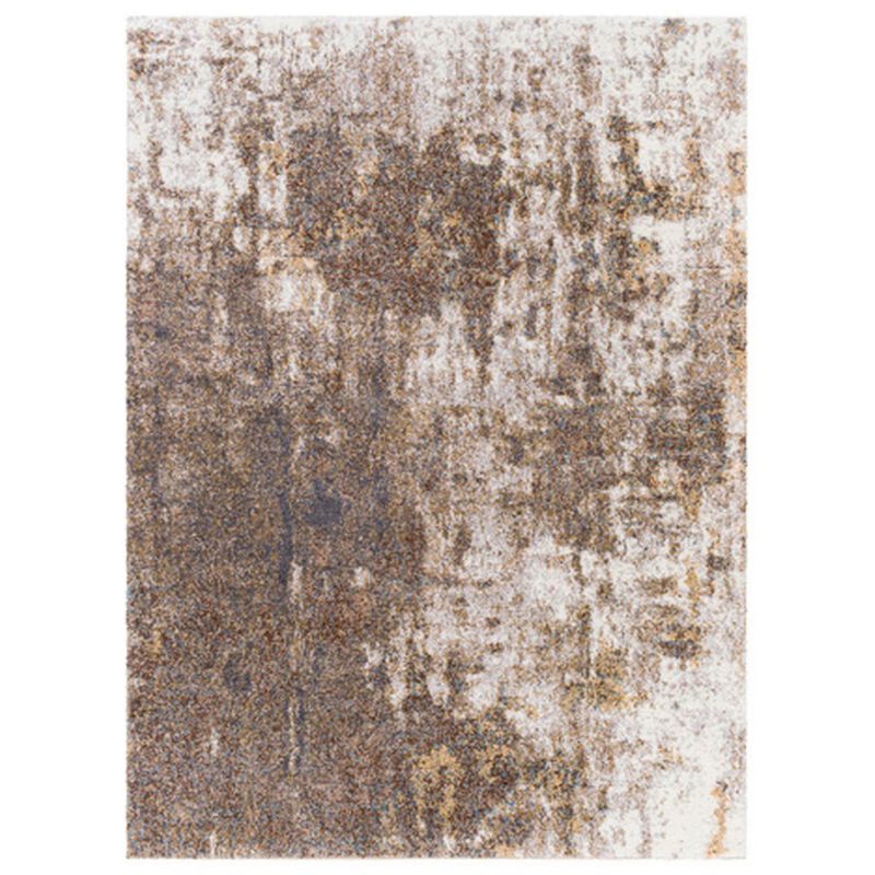 Benjara 5 x 7 Modern Area Rug, Abstract Paint Art Design, Soft Fabric, Ivory, Beige, Blue, Gray, Brown, and Charcoal