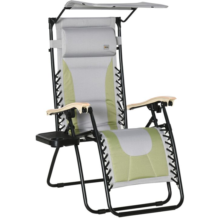 Zero Gravity Lounger Chair, Folding Reclining Patio Chair, with Cup Holder, Shade Cover, and Headrest for Poolside, Events, and Camping