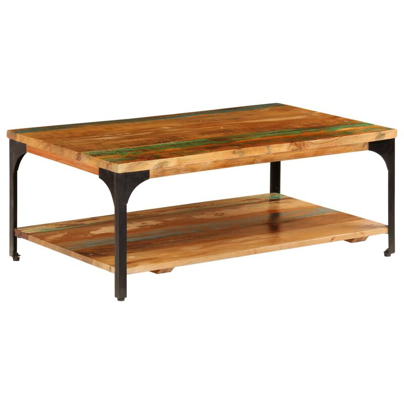 vidaXL Coffee Table with Shelf 39.4x23.6x13.8 Solid Reclaimed Wood image number 0