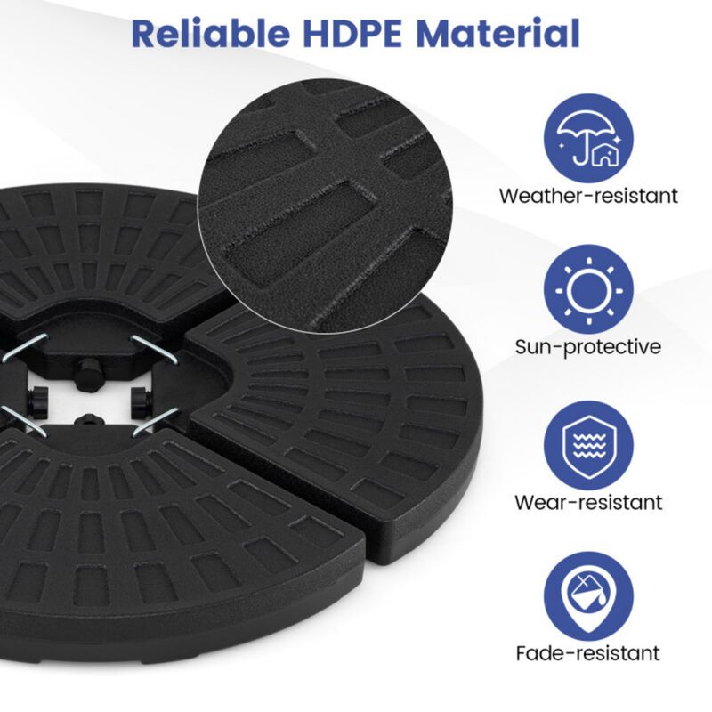 4-Piece Patio Market Umbrella Base 140 LBS Heavy-Duty with U-Locking Pins-Black image number 4