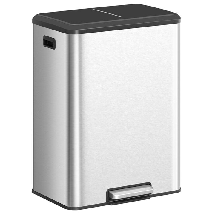 Double Step Trash Can Stainless Steel for Kitchen Recycling Bin