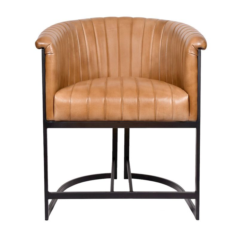Alex Hamilton Wilbur Genuine Leather Dining Chair In Caramel