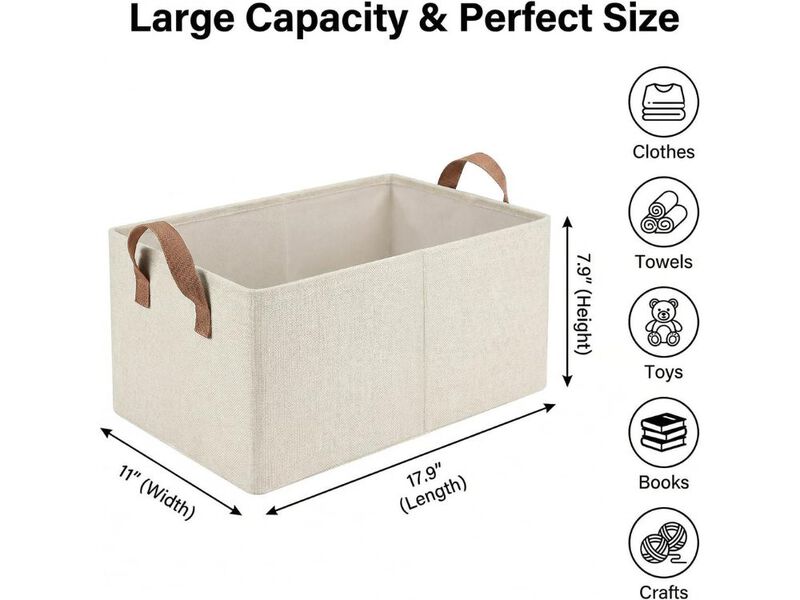 3 Pack Fabric Storage Bins Collapsible Closet Organizer Boxes with Handles image number 2