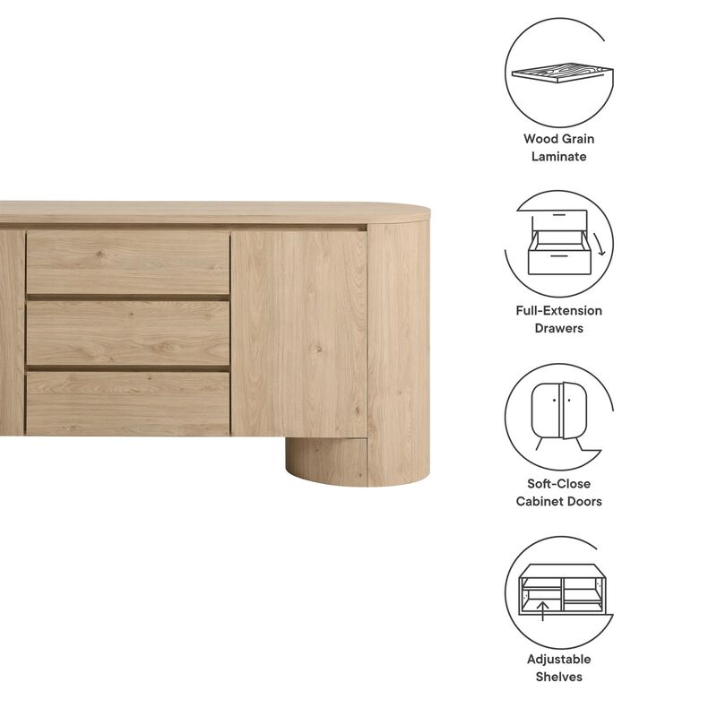 Duval 71" Rounded Sideboard Storage Cabinet image number 3