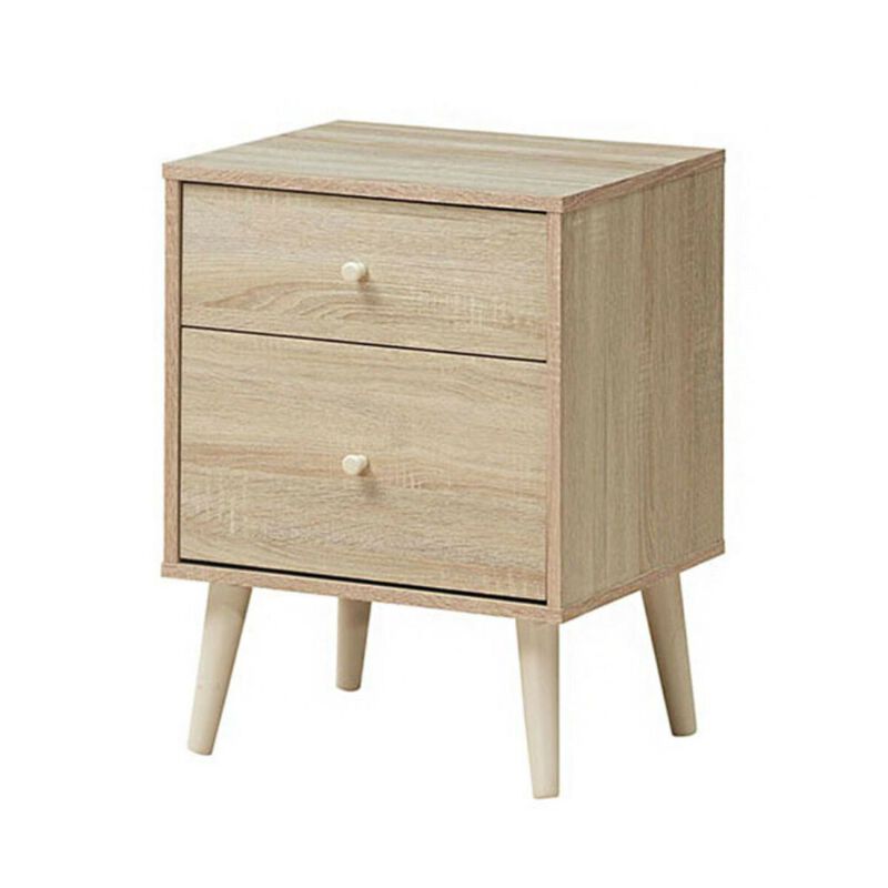 Hivago 2-Drawer Nightstand Beside End Side Table with Rubber Legs image number 3