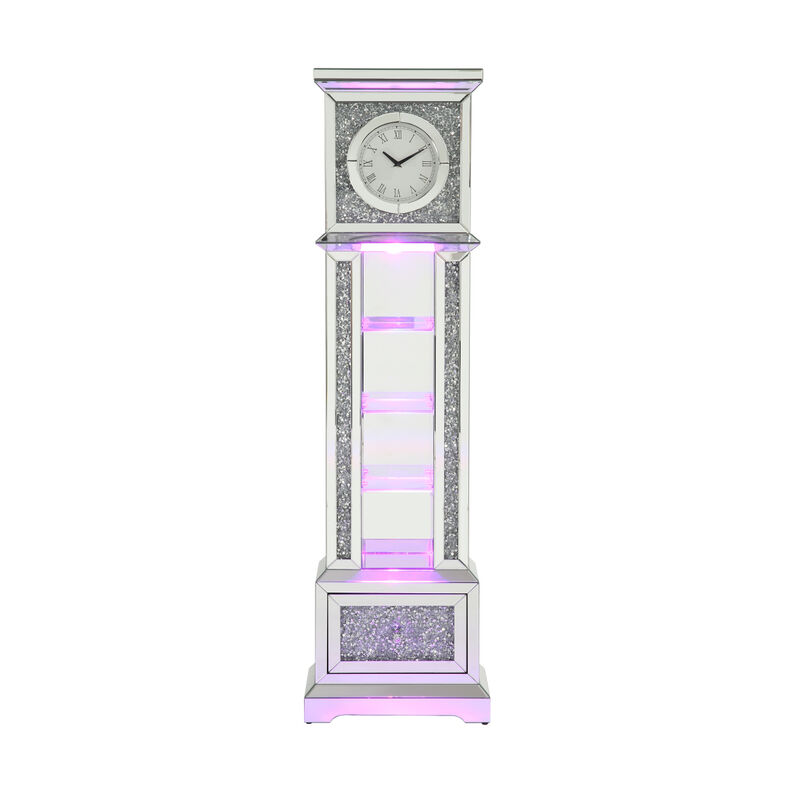 Noralie GRANDFATHER CLOCK W/LED Mirrored & Faux Diamonds image number 2
