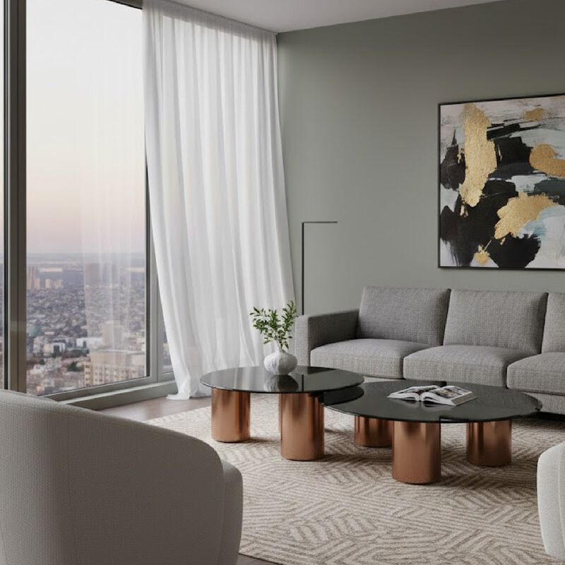 Black Glass Nesting Coffee Tables (2) | OROA Modern Ingram image number 1