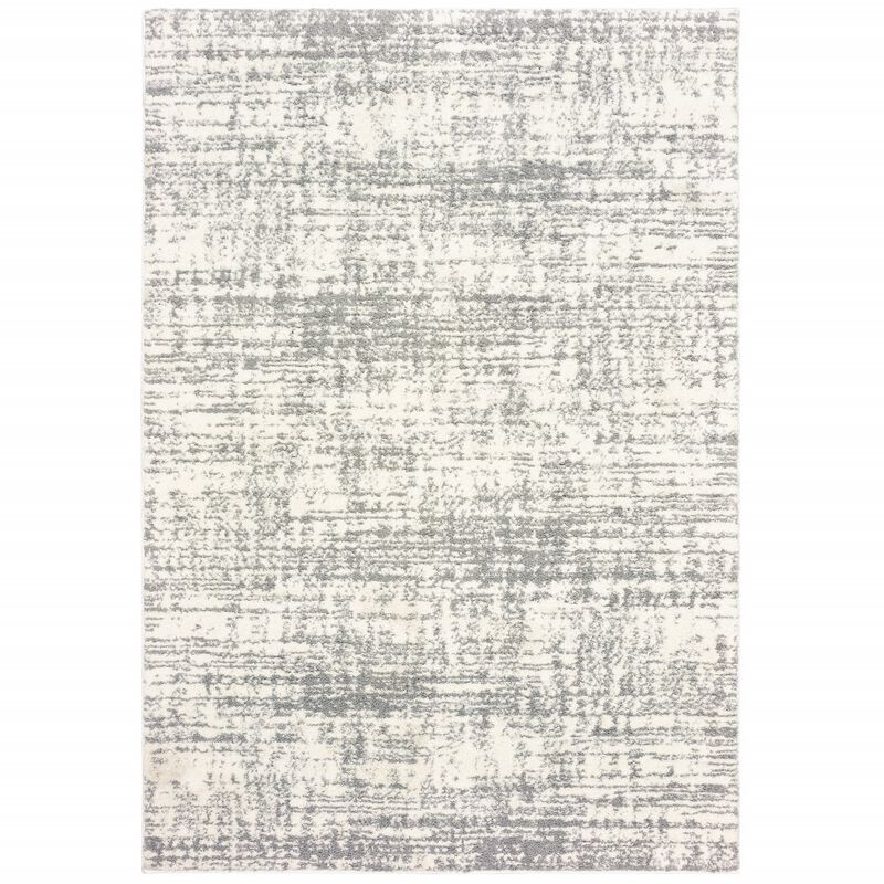 2X3 Ivory And Gray Abstract Strokes Scatter Rug