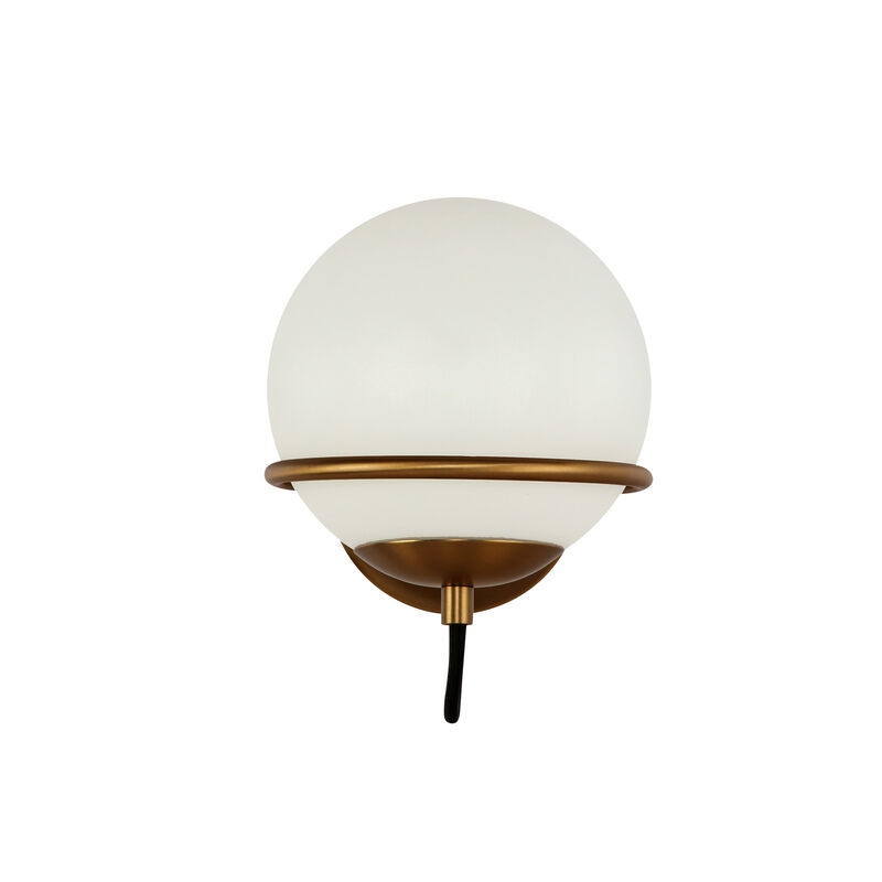 Alba 7-in Aged Brass/Opal Glass 1 Light Damp-Rated Wall/Vanity Light image number 4