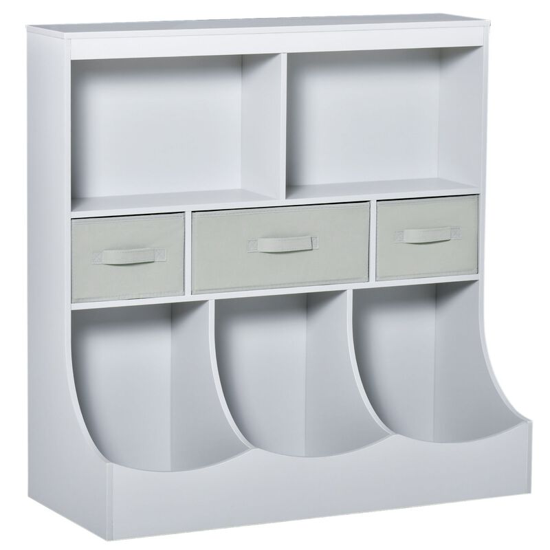 Grey Kids' Organizer: Freestanding Cabinet with Bookshelf and Drawers