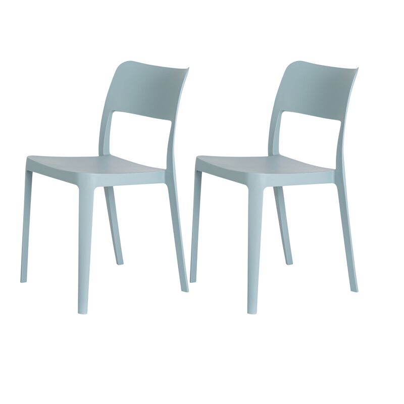 HomeRoots Set of Two Baby Blue Heavy Duty Plastic Outdoor Stacking Accent Chairs image number 0