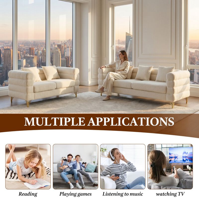 Sibsod modern-design plush cloud-shaped sofa set image number 3