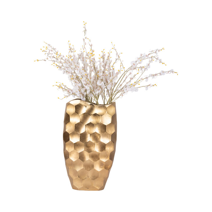 Metal 24" Honeycomb Vase, Gold