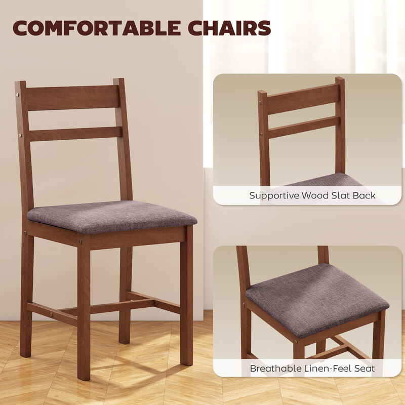 Hivvago Solid Wood Dining Table Set with Upholstered Chairs image number 5