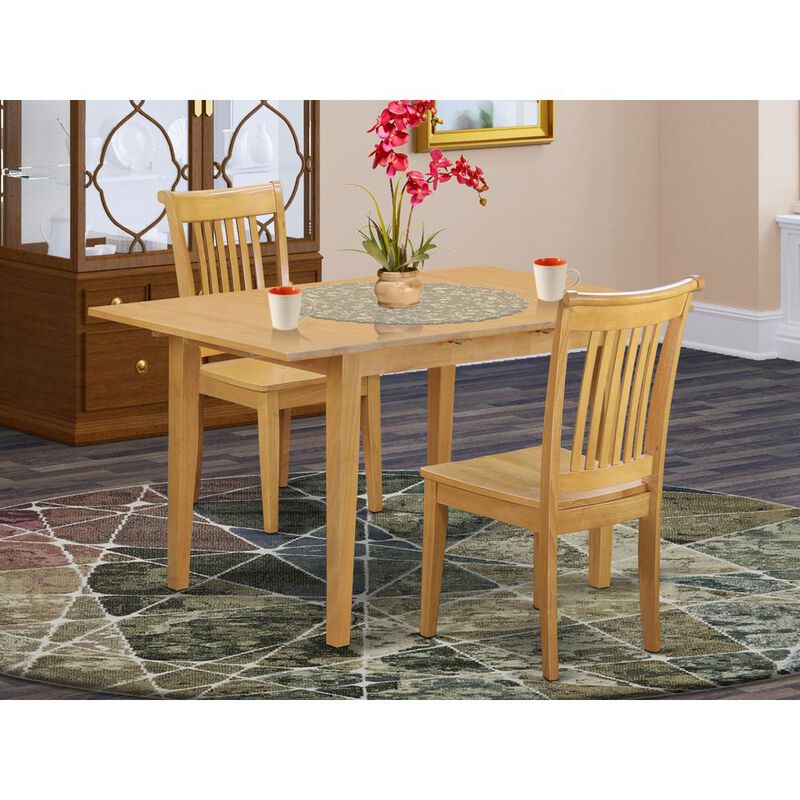 East West Furniture Dining Room Set Oak, NOPO3-OAK-W