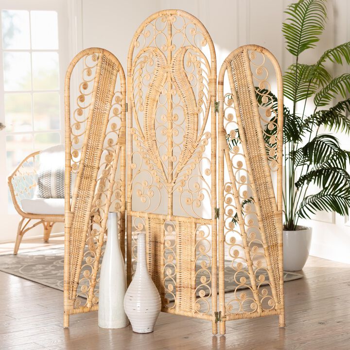 Baxton Studio Nadra Modern Bohemian Natural Brown Rattan Room Divider